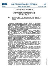 Reglamento de buques y embarcaciones históricos y sus reproducciones singulares-portada